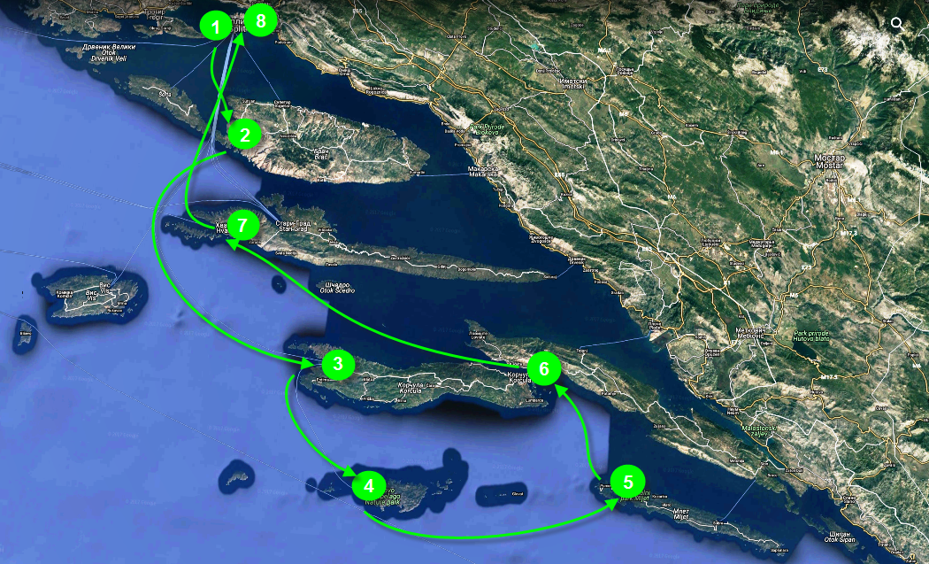 Яхтенный маршрут по Хорватии из Сплита