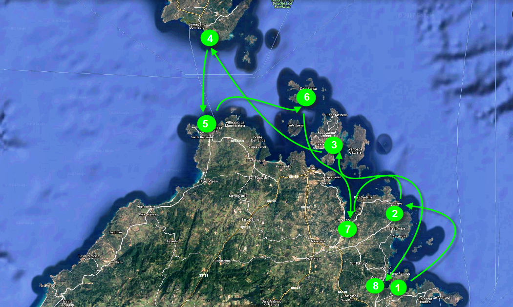 Яхтенный маршрут по Сардинии из Портиско