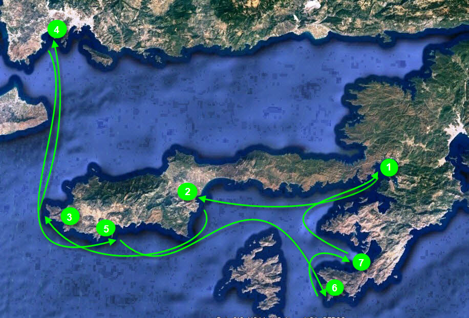 Яхтенный маршрут по Турции из Орхание